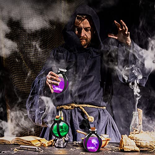 2 Pcs Halloween Glass Potion Bottles with Belt Cork Renaissance Witch Costume Accessories Witch Props Potion Bottle for Halloween Party Decor Cosplay DIY Crafts Gift