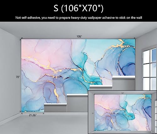 Pink and Blue Marble Abstract Wallpaper Mural for Girl Bedroom (51.53 Sq Ft)