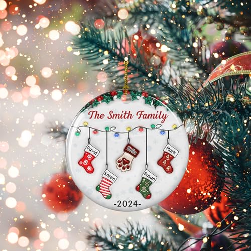Stocking Personalized Family Christmas Ceramic Ornament 2025