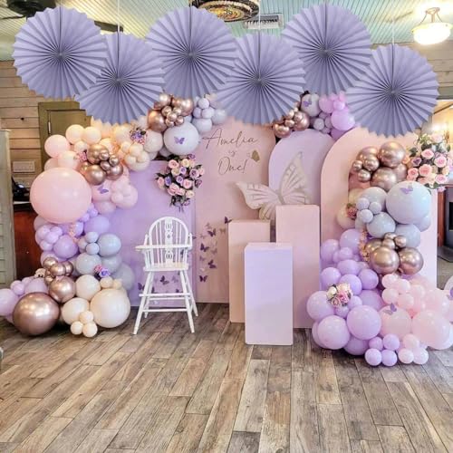 Purple Party Decorations DIY Purple Paper Fans Hanging Decoration 16in DIY