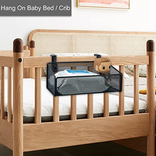 Bedside Caddy Hanging Storage Basket Beside Shelf Metal Organizer for Collage Dorm Bunk Bed