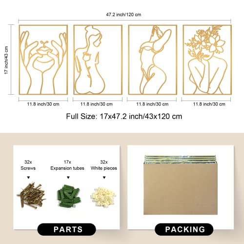 4 Pack Gold Wall Art Decor (4 Count)