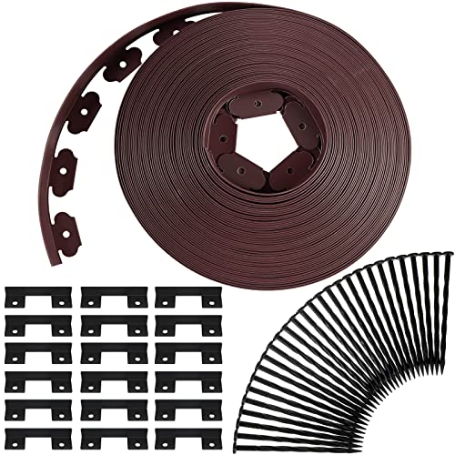 148FT 2 Inch Tall Landscape Edging Kit with 70 Spikes 20 Connectors Plastic Garden Landscape Edge Border Flexible Landscaping Edging for Lawn Garden Yard Flower Bed