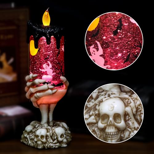 Ghost Snow Globe Flameless Candle Battery Operated with Timer
