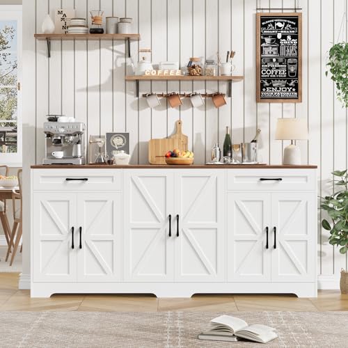 71” Large Kitchen Buffet Cabinet with Adjustable Shelves