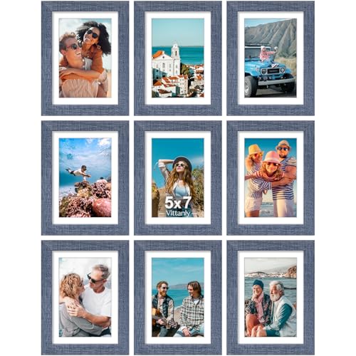 5x7 Picture Frames Set of 9 for Wall or Tabletop Display (9 Count)