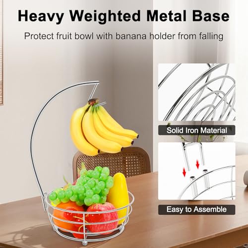 Countertop Fruit Basket Bowl with Banana Hanger
