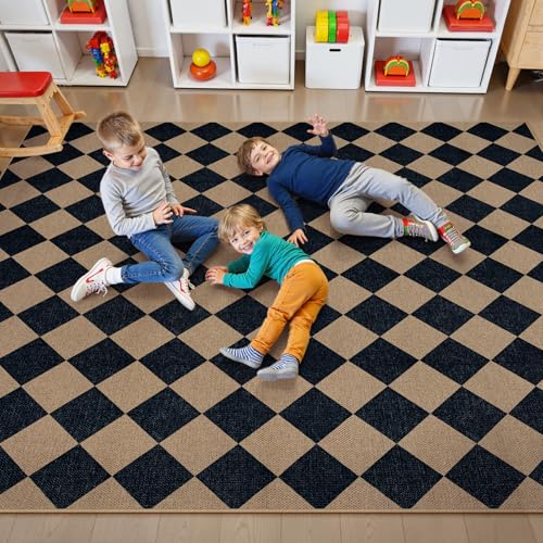 Checkered Easy Jute Living Room Rug (80 Sq Ft)