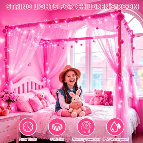 2 Pack 200 LED Battery Operated String Lights