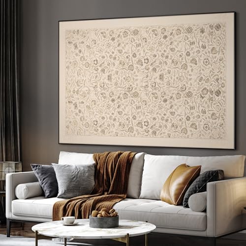 36"x46" Extra Large Framed Wall Art Vintage Botanical Sketch with Detailed Floral Pattern
