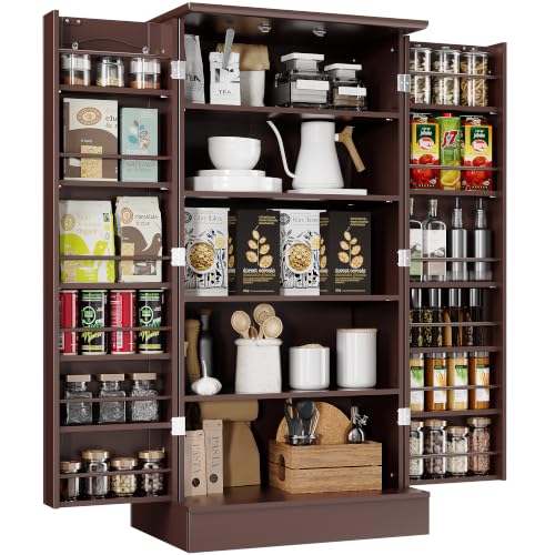 47" Freestanding Kitchen Pantry Cabinet with Adjustable Shelves