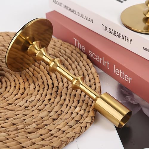 Gold Modern Candle Holders with a Brushed Metal Design (3 Count)