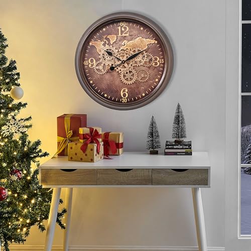 24 Inch Moving Gear Wall Clock for Living Room