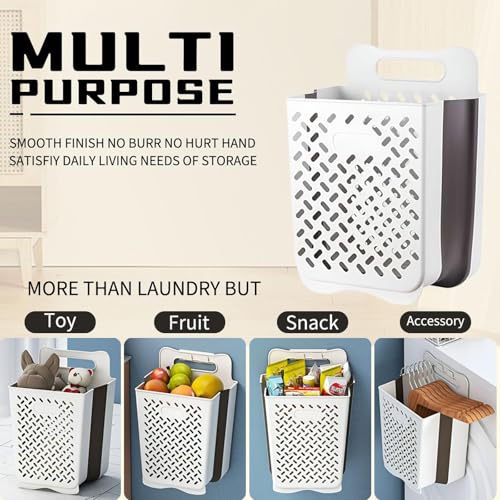 Plastic Collapsible Hanging Laundry Baskets with Carry Handle (2 Count)