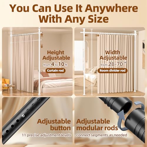 Room Divider No Drilling Curtain Rod Wall Divider for Room Separation