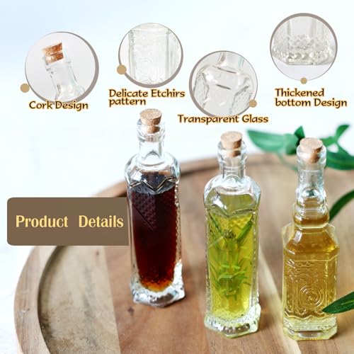 24 pcs Small Mini Clear Vintage Glass Bottles with Corks (24 Count)