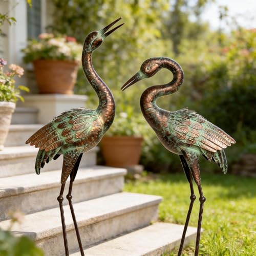 Metal Heron Garden Statue Life