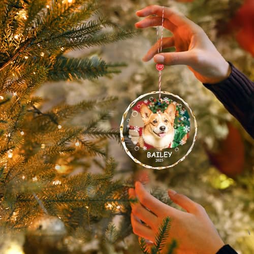 Personalized Dog Cat Ornaments with Photo Text