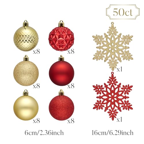 50ct Christmas Tree Decorations Ball Ornaments 2.36 Inches (50 Count)