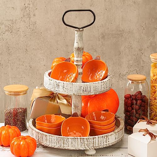 Fall Pumpkin Ramekins 6 oz Oven Safe Ceramic Bowls (8 Count)