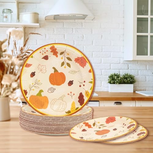 Fall Paper Plates 50 Pack Thanksgiving Day Party Dessert Plates (50 Count)