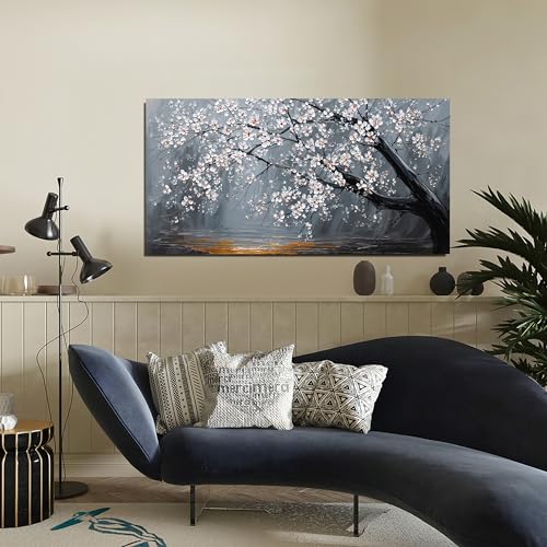 Canvas Wall Art Black And White Floral Wall Art For Living Room 20"X40"