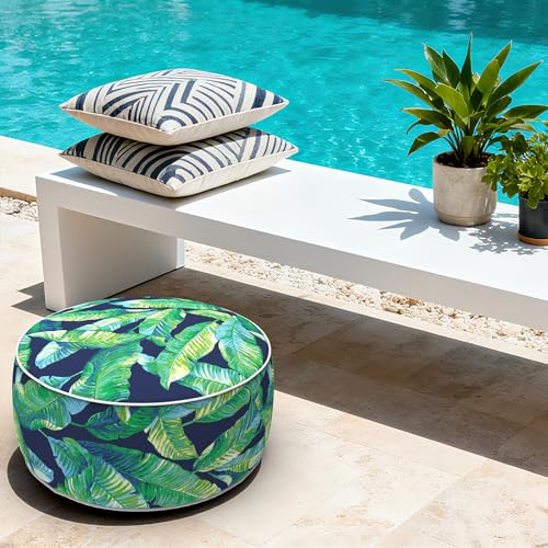 Indoor Outdoor Inflatable Ottoman with Handle D21 x H9 Inch