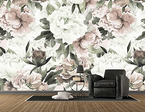 Roses and Banana Leaves Wall Mural Wallpaper for Bedroom and Living Room (110.1 Sq Ft)