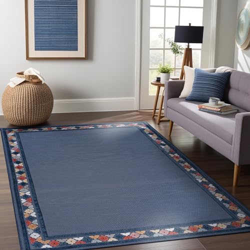 Outdoor Rug 9x12 Modern Bordered Large Area Rugs for Indoor and Outdoor Patio Easy to Clean Non Shedding Living Room Porch Garden Washable Outside Carpet