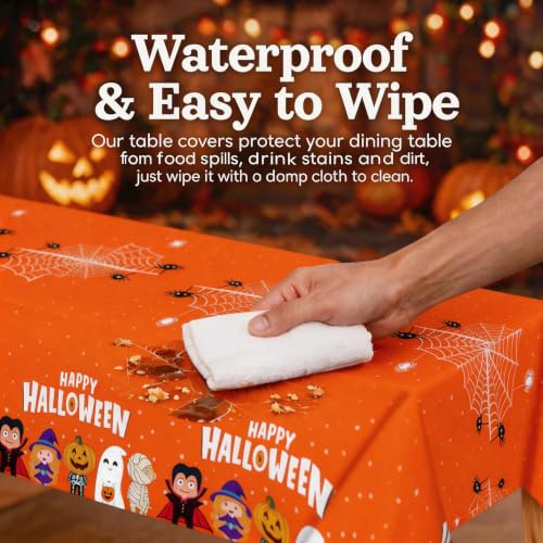 Halloween Tablecloth Disposable Table Cover Kids Birthday Party Decoration (4 Count)