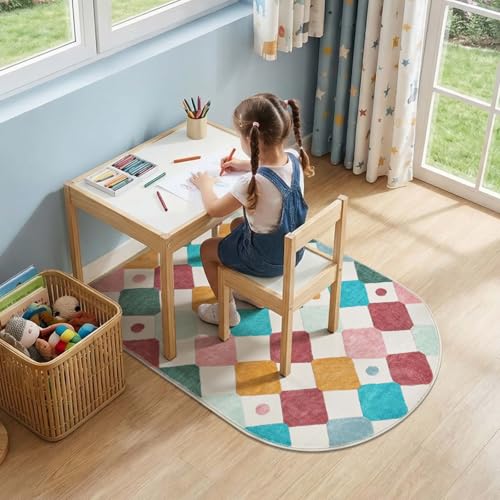 3x5 Washable Kids Rug Colorful Study Corner Arch Chair Mat Confetti (72 Sq Ft)