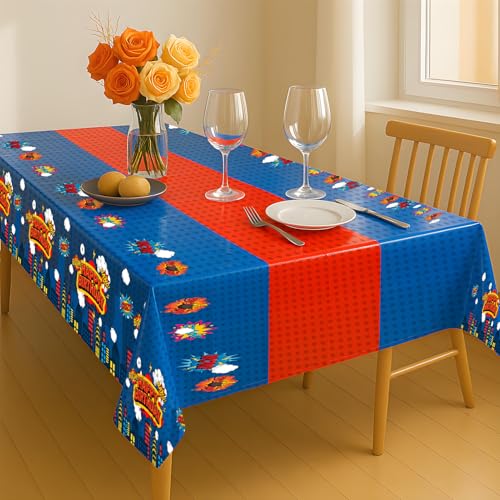 4Pcs 2in1 Superhero Birthday Party Tablecloths Decorations (4 Count)