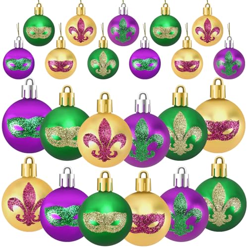 24 PCS Mardi Gras Tree Ornaments (24 Count)