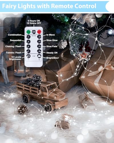 2 Pack 100 LED Fairy Lights Battery Operated with Remote