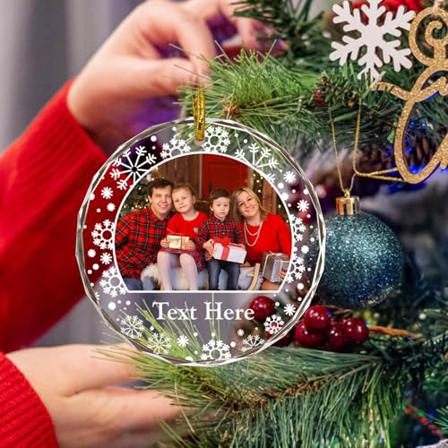 Personalized Christmas Family Photo Crystal Ornaments
