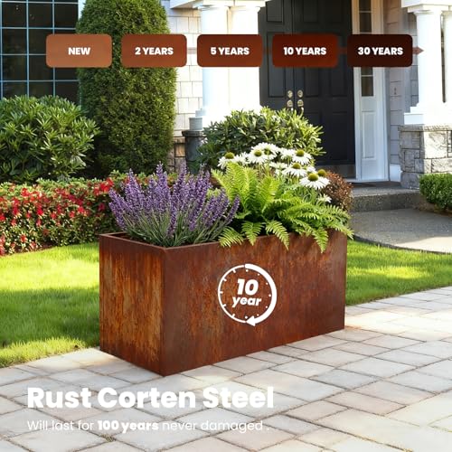 Corten Steel Planter Box 36" L x 12" W x 16" H RectanglePlanters