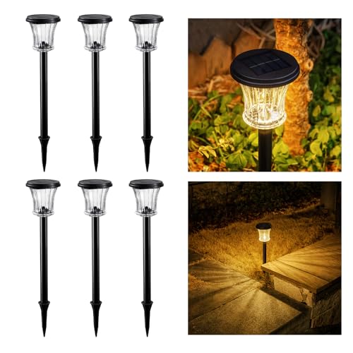 Glass Solar Pathway Lights Outdoor Waterproof (6 Count)