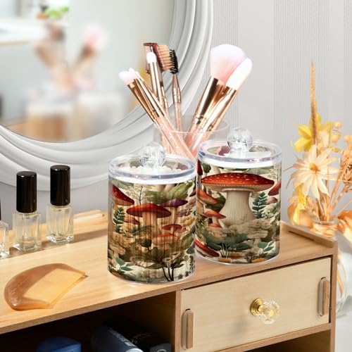 Cartoon Mushroom 2PC Airtight Transparent Plastic Storage Jar
