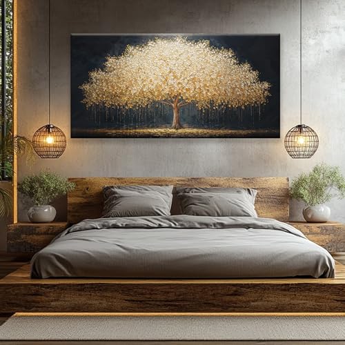 Large Wall Art Gold Tree Of Life Artwork Prints Canvas Art Wall Decor Painting Prints Gold Tree Large Abstract Wall Decor Picture For Living Room Bedroom Home Office Artwork 35"X 70"