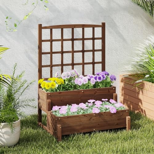 2 Tier Raised Garden Bed with Trellis & Legs