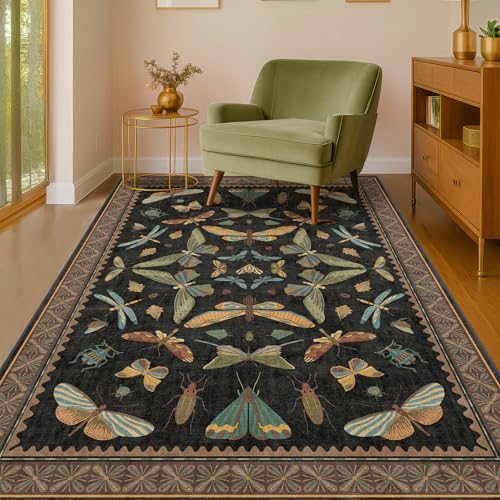 Insect Print Washable 4x6 Entryway Rug (24 Sq Ft)