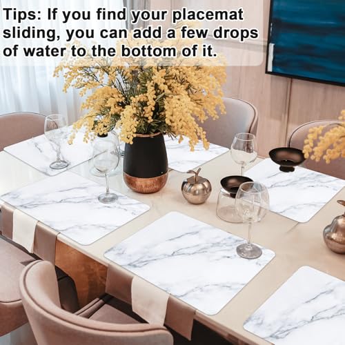 Marble Plastic Placemats Set of 6 Marbles Table Mats 17×13×0.04in (6 Count)