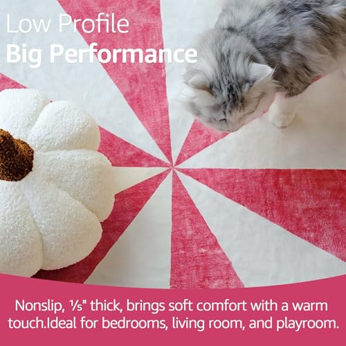 5ft Round Rug Washable Cute Playroom Cheerful Circle Rug Hot Pink (19.63 Sq Ft)