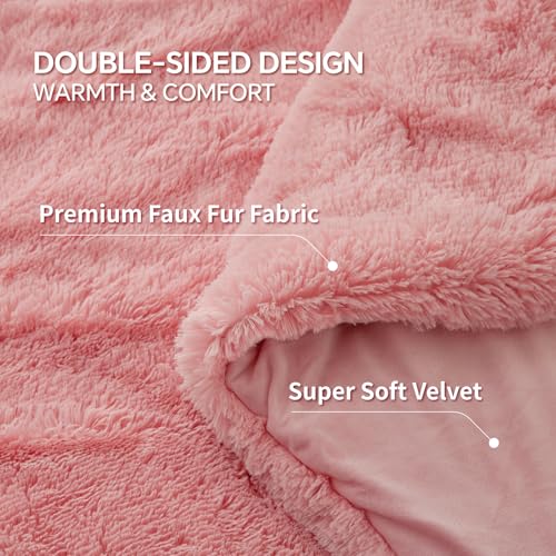 Pink Fluffy Comforter Set Queen