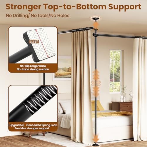 Room Divider Curtain Rod No Drilling Room Separation for Wide Space