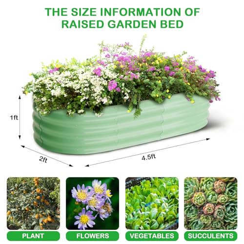 2 Pcs 4.5x2x1ft Oval Raised Garden Bed (2 Count)