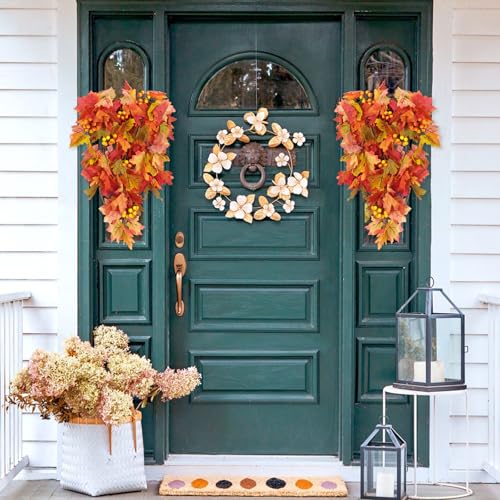 Fall Leaves Hanging Plant Artificial Fall Leaves Garland with Berry