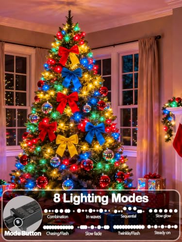 2 Pack Extendable 600 LED Christmas String Lights Indoor Outdoor Multicolor
