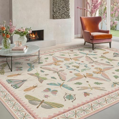 Pastel Pink Girls Rugs for Bedroom 6x8 (48 Sq Ft)