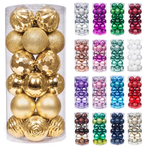 60mm 2.36" Christmas Ball Ornaments Shatterproof Christmas Ornaments Set Decorations for Xmas Tree Balls (34 Count)